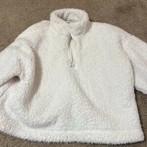 PacSun White Sherpa Half-Zip Pullover